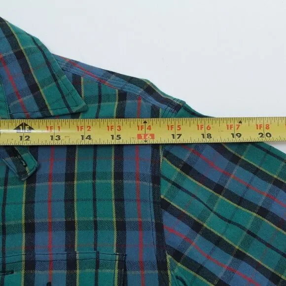 RRL Double Ralph Lauren Cotton Green/Blue Multi Plaid Button Down Shirt, Small - Picture 9 of 12